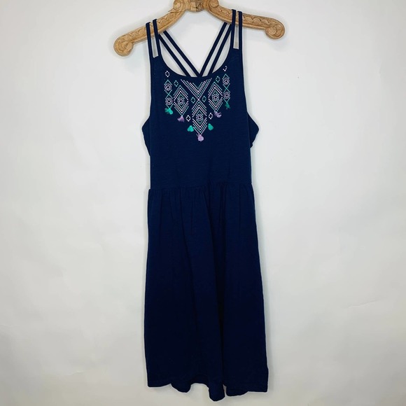 Gymboree Sundress Midi Girls Sz XL Purple Embroidered Vacation - Picture 1 of 9